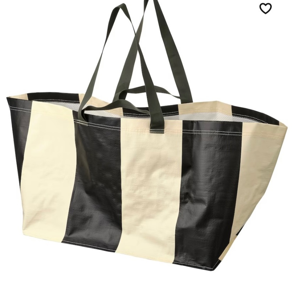NEW Ikea SACKKARRA Large shopping bag tote in Off White and Black Stripe